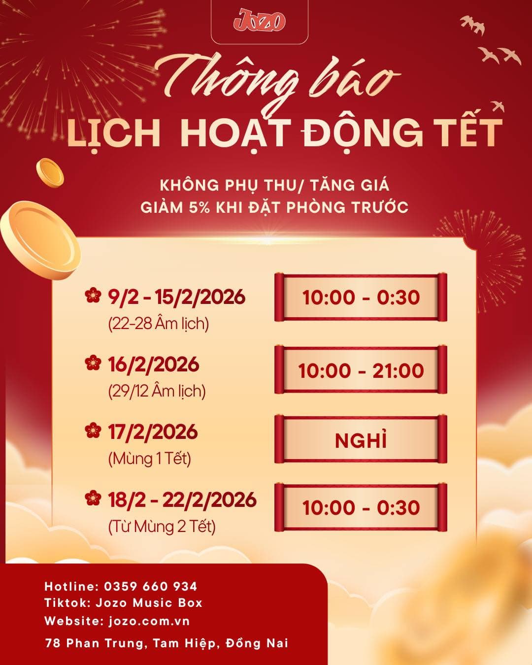Thông báo Lịch hoạt động Tết 2026